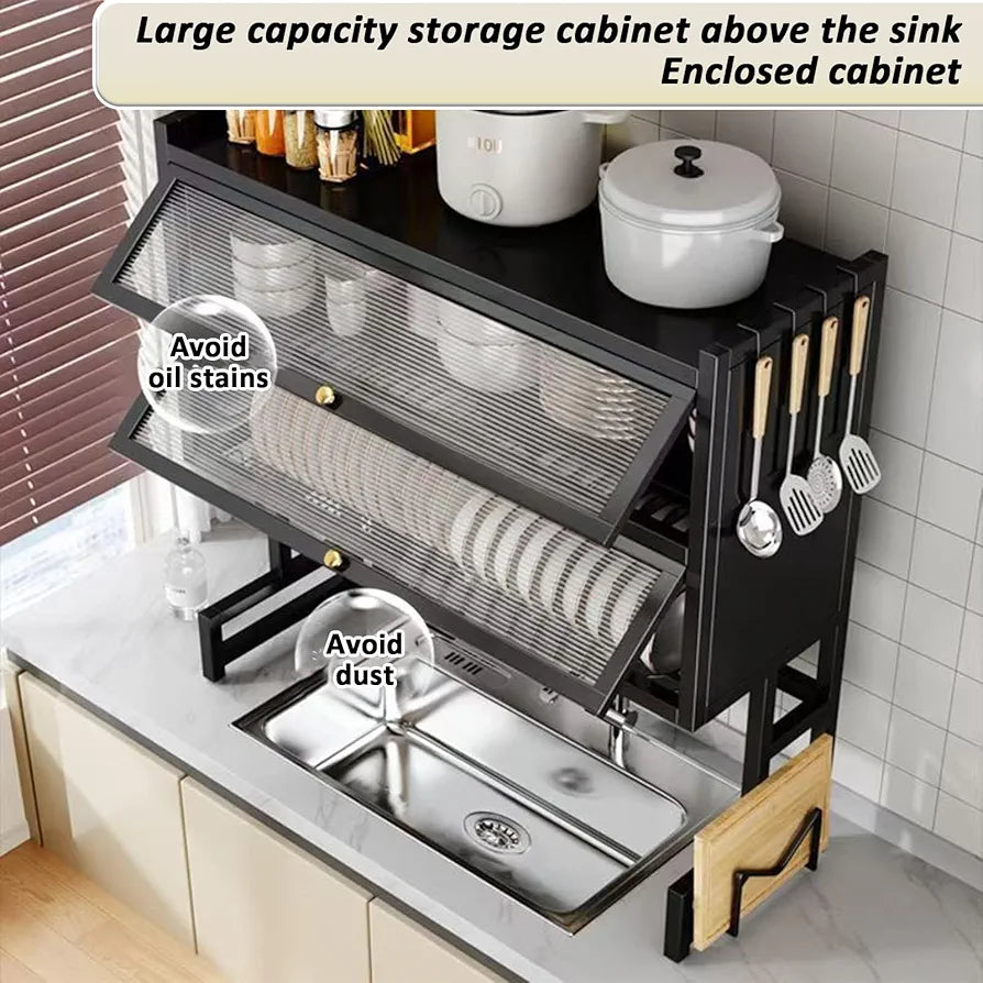 Double Cabinet Over-the-Sink Dish Drying Rack  | Carbon Steel Material  | Premium Quality  & Rust-Free