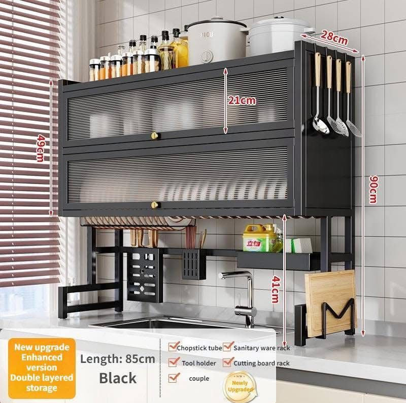 Double Cabinet Over-the-Sink Dish Drying Rack  | Carbon Steel Material  | Premium Quality  & Rust-Free