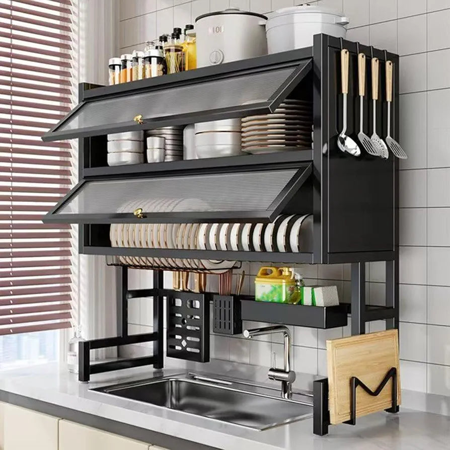 Double Cabinet Over-the-Sink Dish Drying Rack  | Carbon Steel Material  | Premium Quality  & Rust-Free