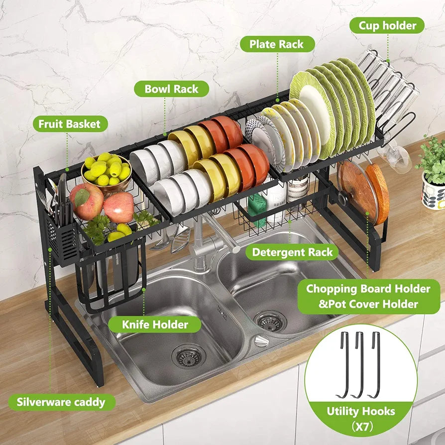 Single-Layer Over-the-Sink Dish Drying Rack  | Carbon Steel Material  | Premium Quality  & Rust-Free