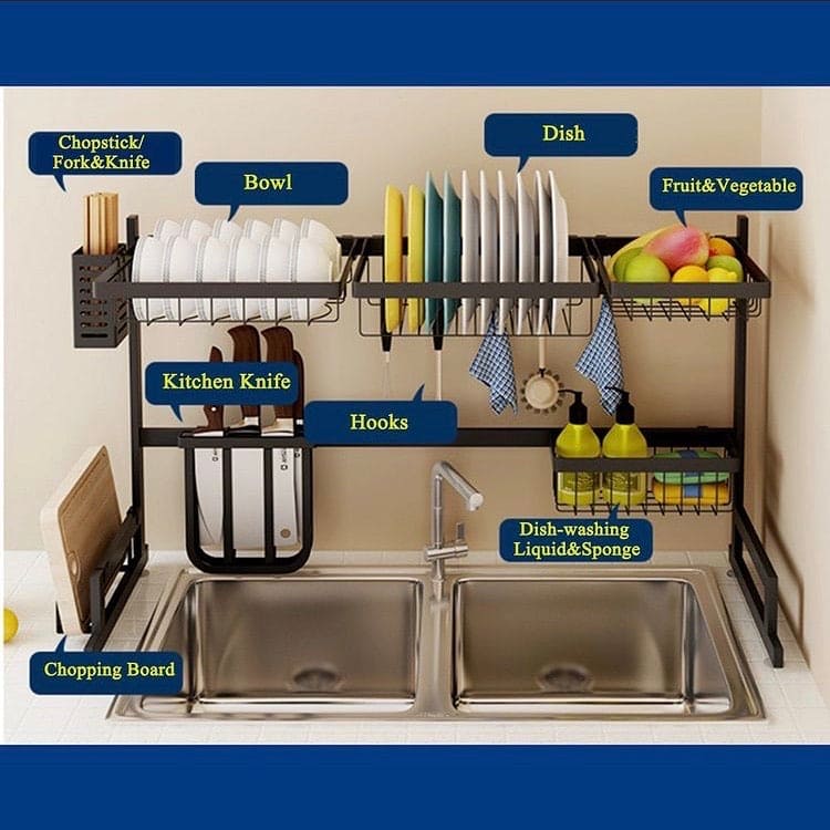 Single-Layer Over-the-Sink Dish Drying Rack  | Carbon Steel Material  | Premium Quality  & Rust-Free